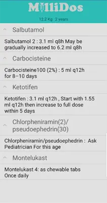 Millidos - Pediatric Drug Dosages android App screenshot 0